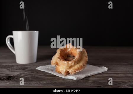 donuts of various size color and shape.  copy space in frame. Stock Photo