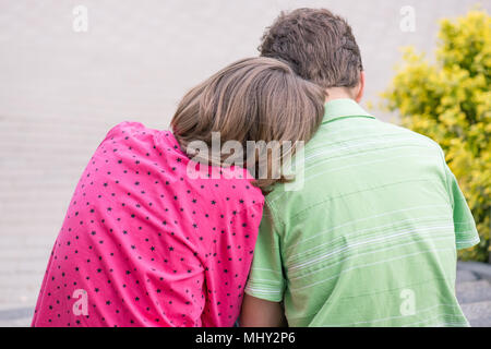 Back view of boy and girl Stock Photo