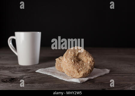 donuts of various size color and shape.  copy space in frame. Stock Photo
