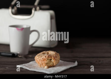 donuts of various size color and shape.  copy space in frame. Stock Photo