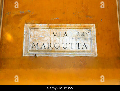 Old street sign at Margutta Street in Rome, Italy Stock Photo