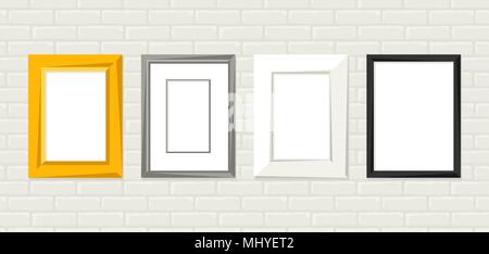 Set of various frames for pictures and photos on wall Stock Vector