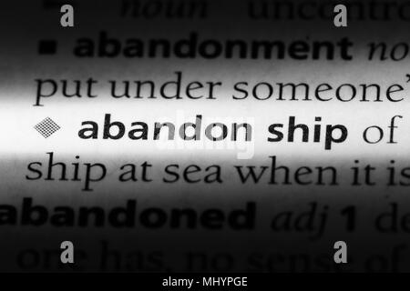 abandon ship word in a dictionary. abandon ship concept. Stock Photo