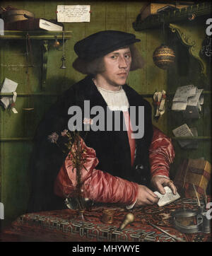 Painting Portrait Holbein Merchant Georg Gisze 12X16 Inch Framed Art Print