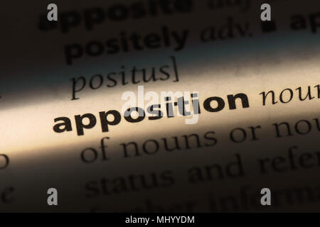 apposition word in a dictionary. apposition concept Stock Photo - Alamy