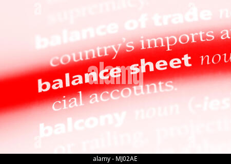 balance sheet word in a dictionary. balance sheet concept. Stock Photo