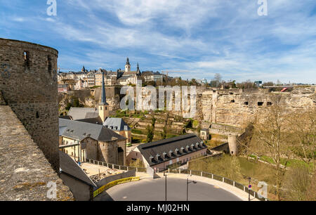 Ruined fortifications of Luxembourg city in Europe Stock Photo
