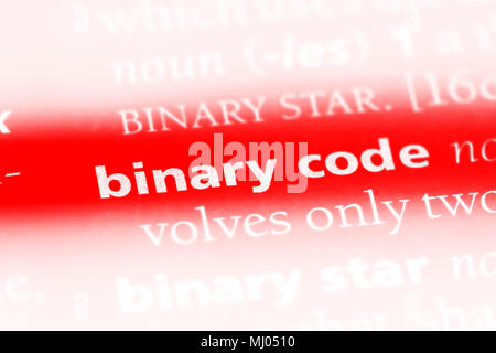 binary code word in a dictionary. binary code concept. Stock Photo