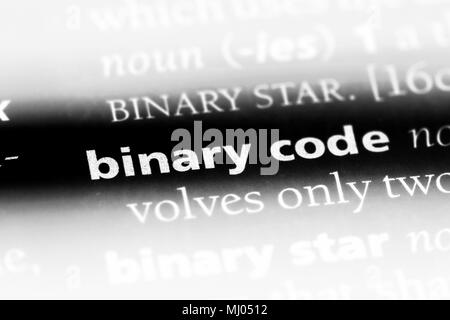 binary code word in a dictionary. binary code concept. Stock Photo