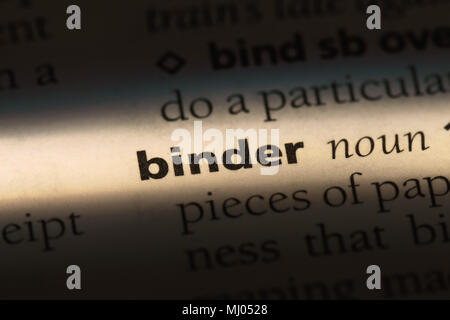 binder word in a dictionary. binder concept Stock Photo - Alamy