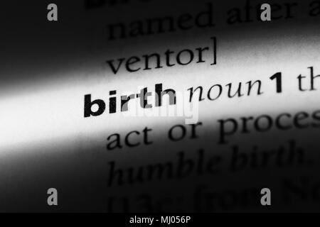 birth word in a dictionary. birth concept. Stock Photo