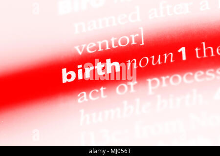 birth word in a dictionary. birth concept. Stock Photo