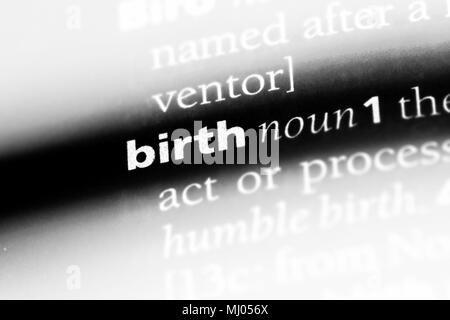 birth word in a dictionary. birth concept. Stock Photo