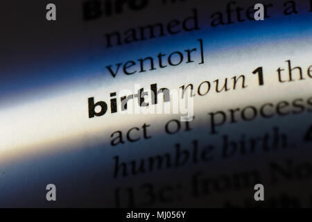 birth word in a dictionary. birth concept. Stock Photo