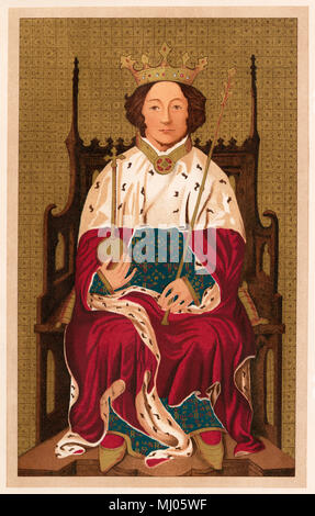Richard II, King of England. Lithograph of a painting in Westminster Abbey Stock Photo