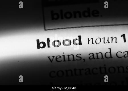 blood word in a dictionary. blood concept. Stock Photo