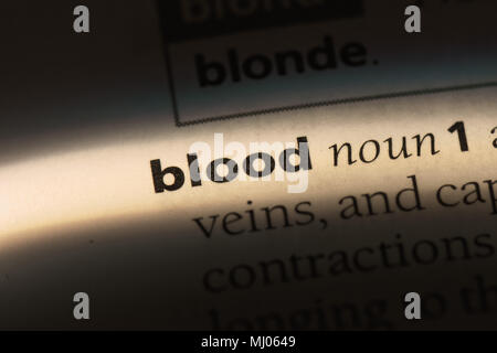 blood word in a dictionary. blood concept. Stock Photo