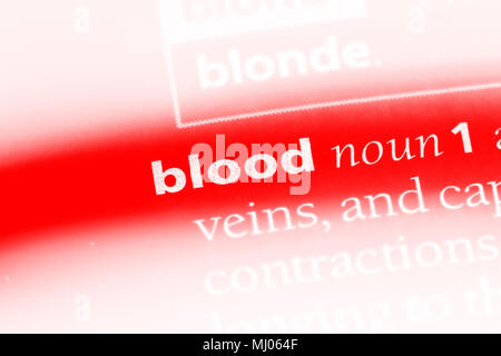 blood word in a dictionary. blood concept. Stock Photo