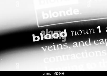 blood word in a dictionary. blood concept. Stock Photo