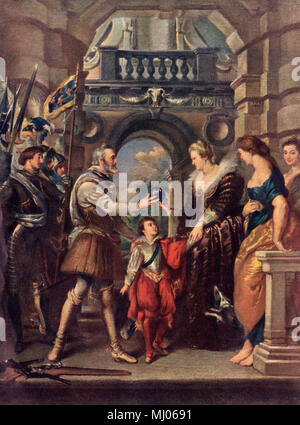 King Henri IV of France with Marie de' Medici. Printed color lithograph of a Rubens painting Stock Photo