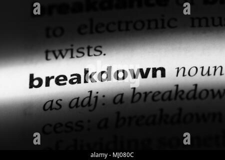 breakdown word in a dictionary. breakdown concept Stock Photo - Alamy