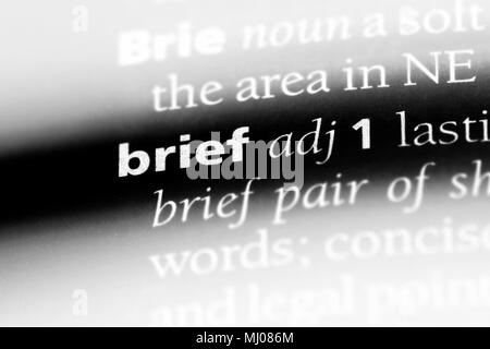 brief word in a dictionary. brief concept Stock Photo - Alamy