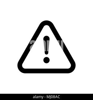 The attention icon in flat style. Danger symbol isolated on white background. Vector attention sign with exclamation mark icon. Risk sign in black. Ve Stock Vector