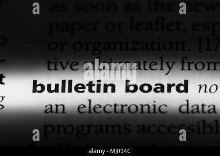 bulletin board word in a dictionary. bulletin board concept. Stock Photo