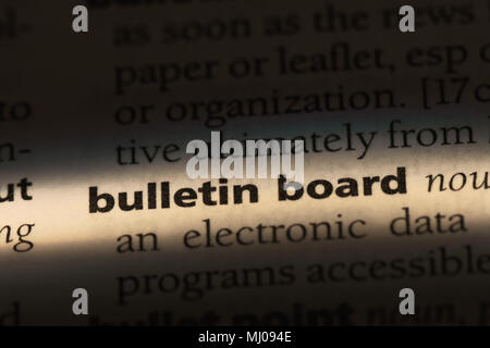 bulletin board word in a dictionary. bulletin board concept. Stock Photo