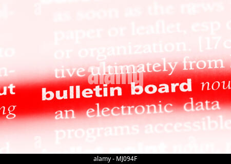 bulletin board word in a dictionary. bulletin board concept. Stock Photo