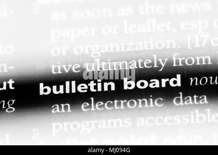 bulletin board word in a dictionary. bulletin board concept. Stock Photo