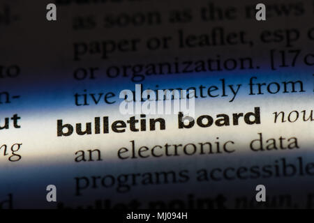 bulletin board word in a dictionary. bulletin board concept. Stock Photo