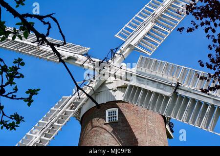 Buttrum’s Mill also known as Trott’s Mill in Woodbridge, Suffolk, UK. Built 1863. Restored and now Grade 2 listed. Pepper pot style. Stock Photo