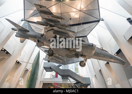 Modern jet fighter on display at the Imperial War Museum in Lambeth, South London Stock Photo