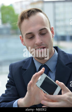 businessman using smartphone Stock Photo