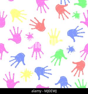 Colored Hands Seamless Pattern. Parts of Human Body Texture Stock Vector