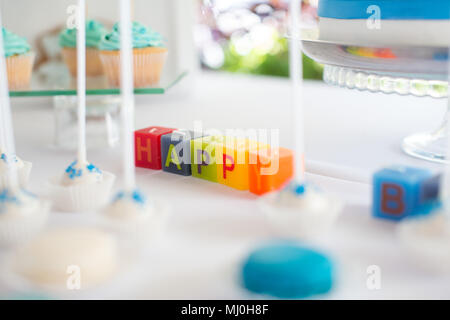 Kids birthday party with candy bar Stock Photo