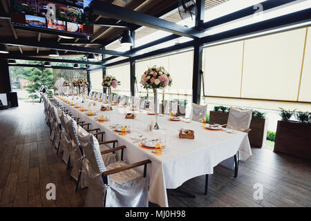table set for wedding or another catered event dinner Stock Photo