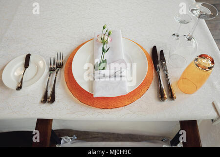 table set for wedding or another catered event dinner Stock Photo