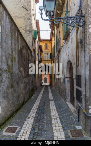 Tagliacozzo (Italy) - A small pretty village in province of L'Aquila, in the mountain region of Abruzzo, during the spring. Here the historic center Stock Photo