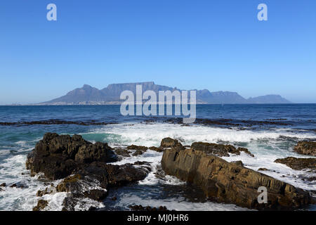 table mountain viewed from robben island Stock Photo