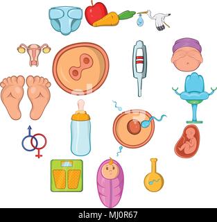 New born baby icons set Stock Vector