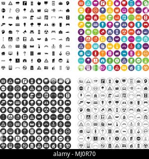 100 urban planning icons set vector variant Stock Vector