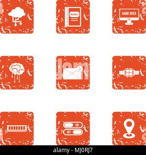 Technical school icons set, grunge style Stock Vector