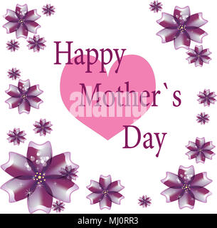 Composite image of happy mothers day.Illustration and image composition Azaleas for Mothers day card border background or template with gold text copy Stock Photo
