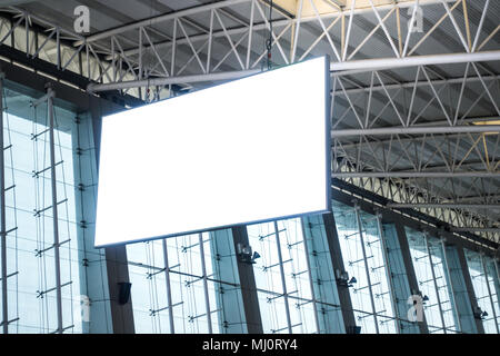 Billboard Rectangular White Mockup at the Airport Stock Photo