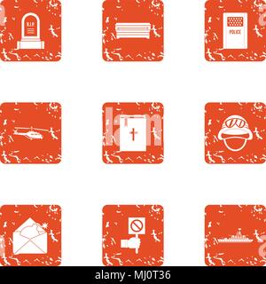 Cultic icons set, grunge style Stock Vector