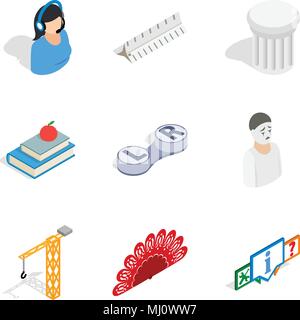 Scientific space icons set, isometric style Stock Vector