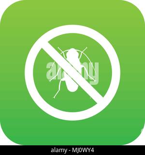 No cockroach sign icon digital green Stock Vector