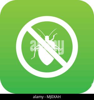 No bug sign icon digital green Stock Vector